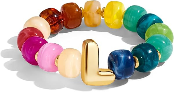 Bubble Initial Chunky Beaded Bracelet for Women Colorful Resin Bead Trendy Statement Big Stretch ... | Amazon (US)