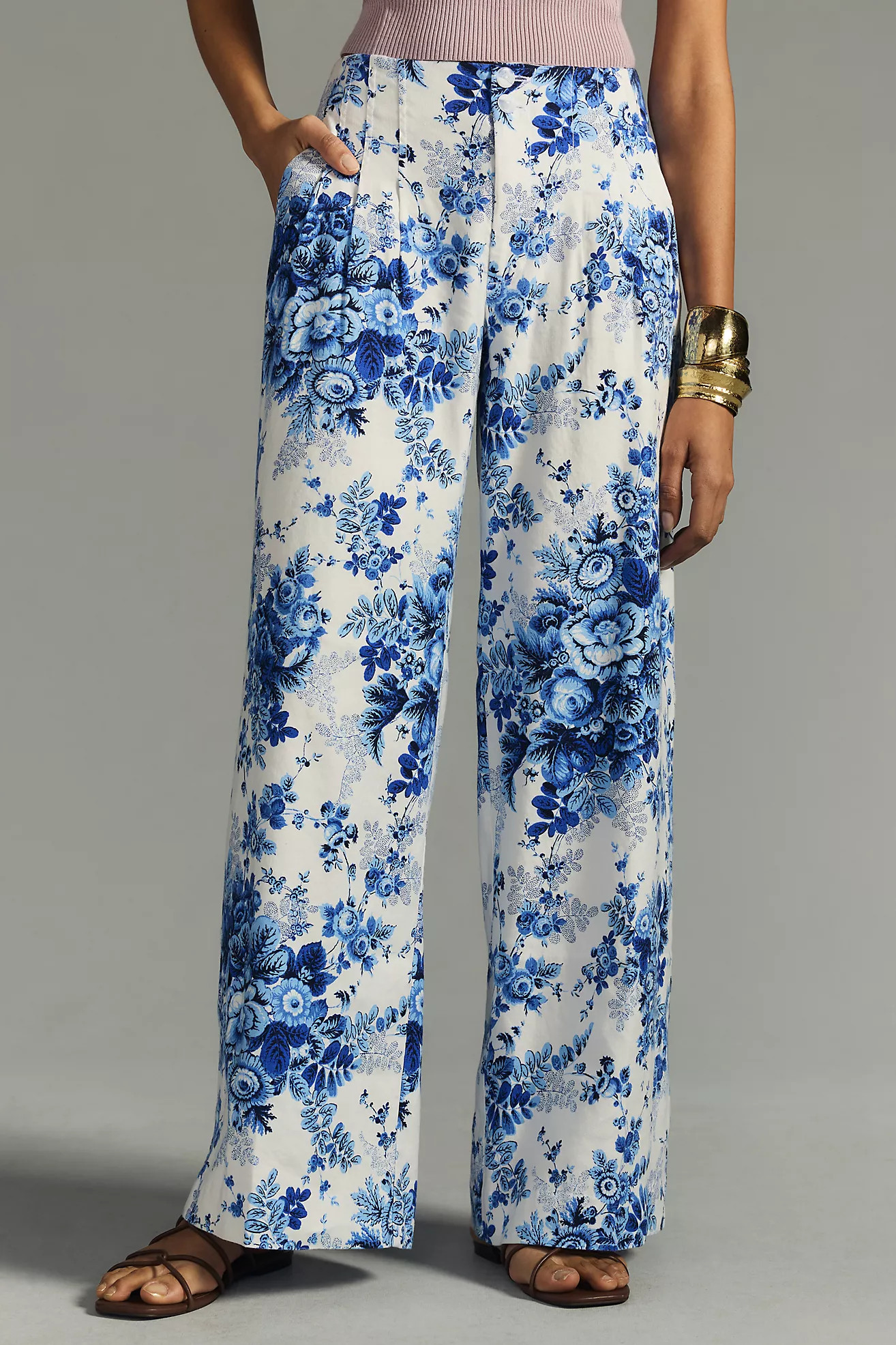Maeve Printed Pleated Wide-Leg Pants | Anthropologie (US)