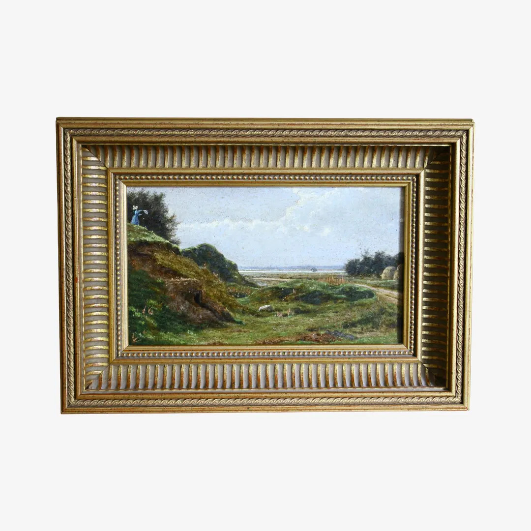 Landscape Oil Painting, Antique French Countryside and Coastal Painting in Gold Coloured Frame - ... | Etsy (US)