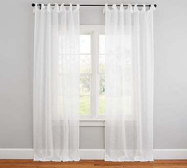 Belgian Flax Linen Tie-Top Sheer Curtain | Pottery Barn (US)