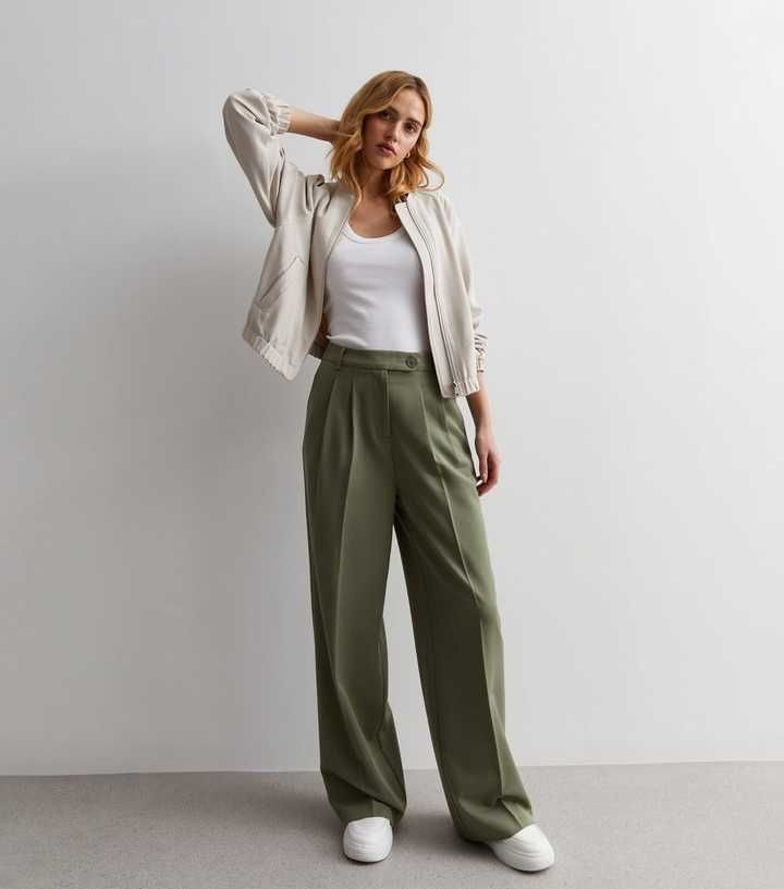 Khaki Wide Leg Trousers
						
						Add to Saved Items
						Remove from Saved Items | New Look (UK)