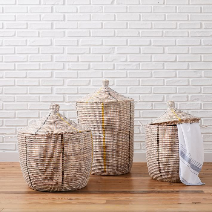 Graphic Millet Lidded Baskets | West Elm (US)
