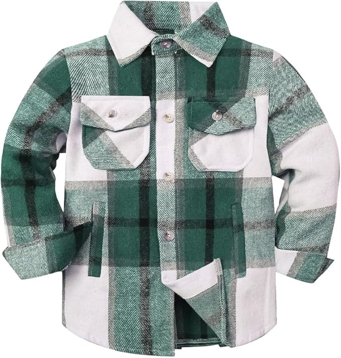 Cromoncent Boys Long Sleeve Flannel Plaid Shirt Button Down Thick Shirts | Amazon (US)