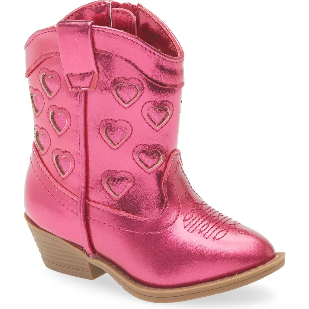 Tucker + Tate Kids' Cade Heart Western Boot in Pink Prism Metallic at Nordstrom, Size 5 M | Nordstrom