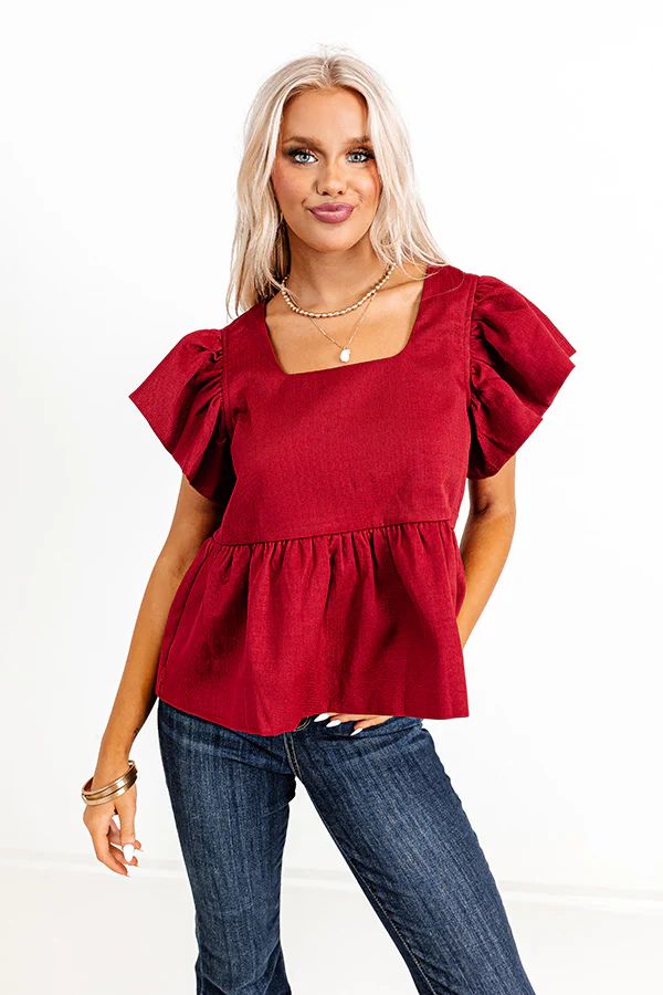 Endless Charisma Peplum Top in Red | Impressions Online Boutique