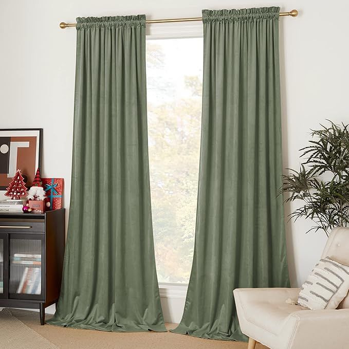 NICETOWN Sage Green Blackout Curtains 96 inches Long 2 Panels (52-inch Wide), Farmhouse and Sleek... | Amazon (US)