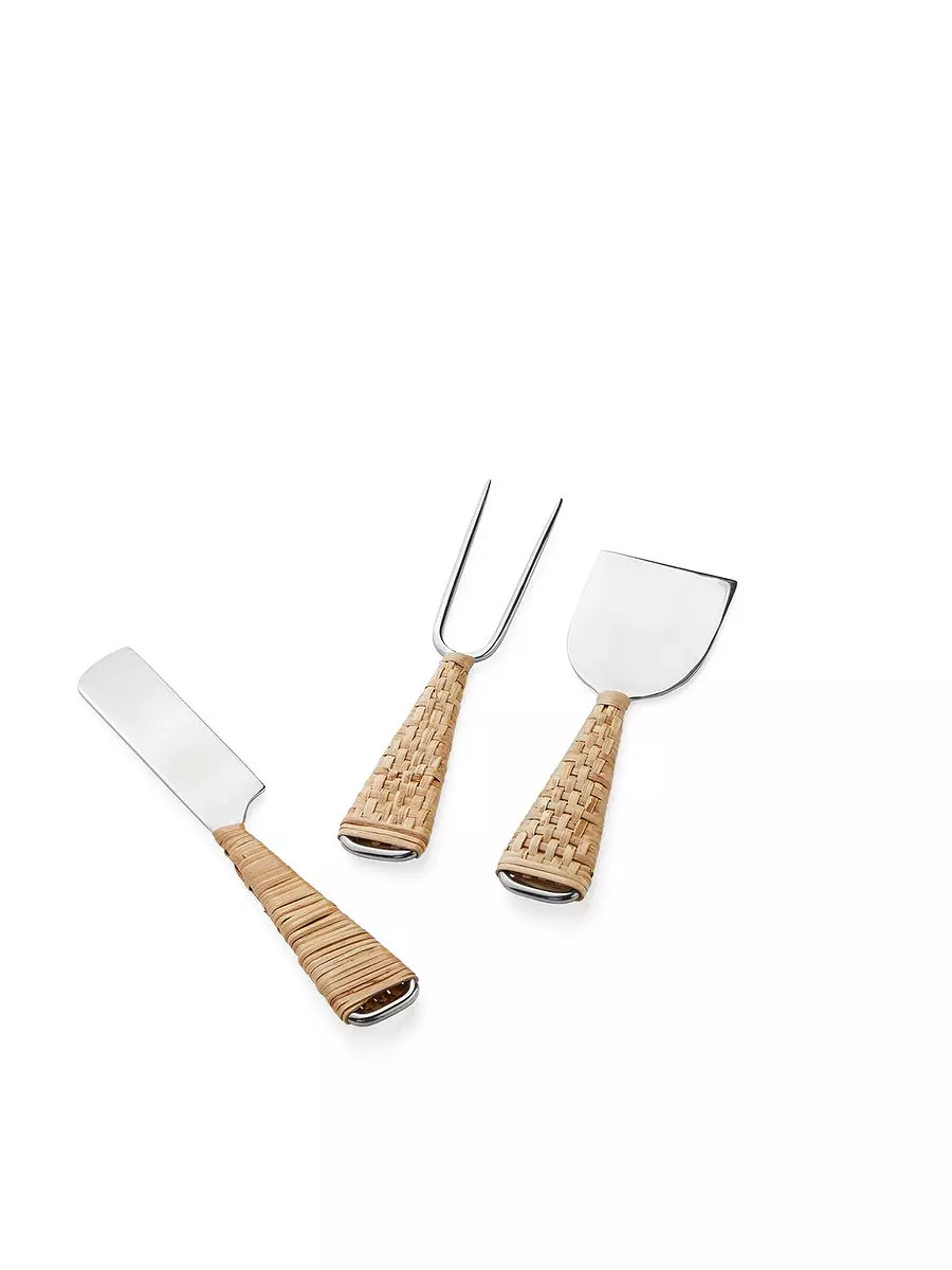 Tulum Rattan Cheese Knife Set | Serena and Lily