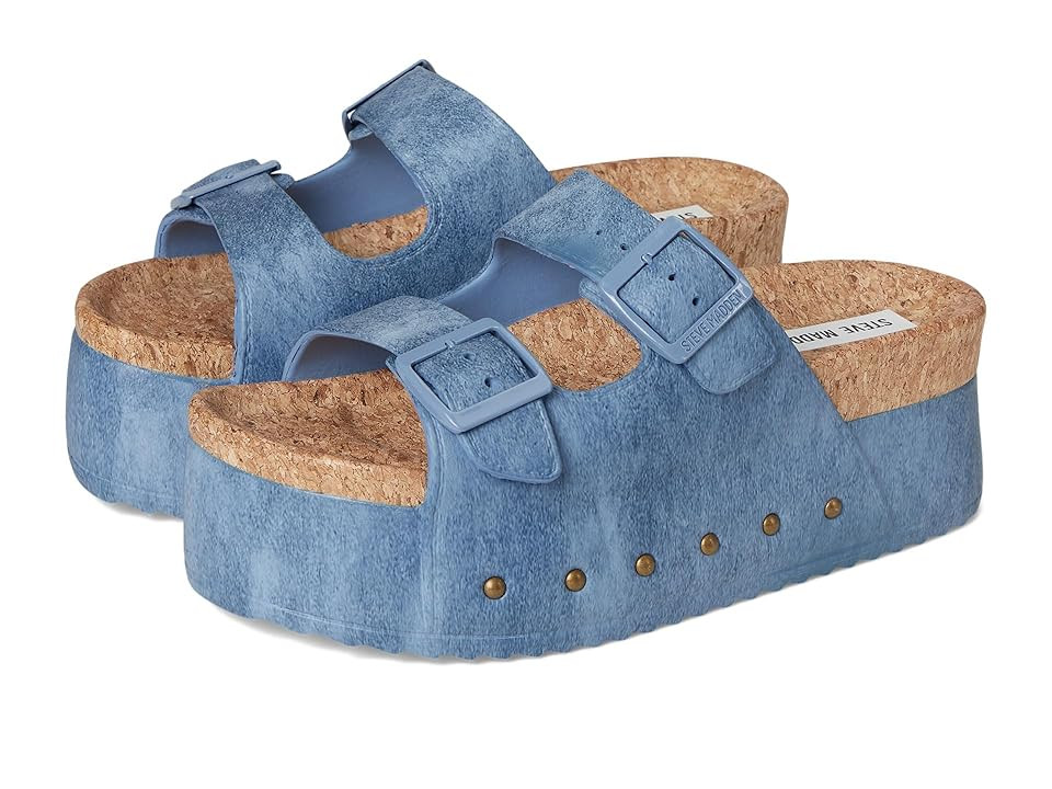 Steve Madden Kali Women's Sandals Blue : 8 M, Rubber/Suede | Zappos