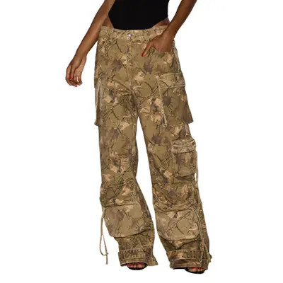 Steve Madden Duo Print Wide Leg Cargo Pants in Woodland Print at Nordstrom, Size X-Small | Nordstrom