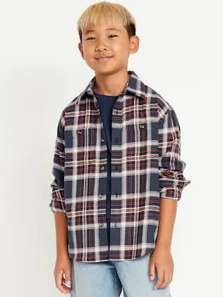 Long-Sleeve Pocket Plaid Flannel Shirt for Boys | Old Navy (CA)