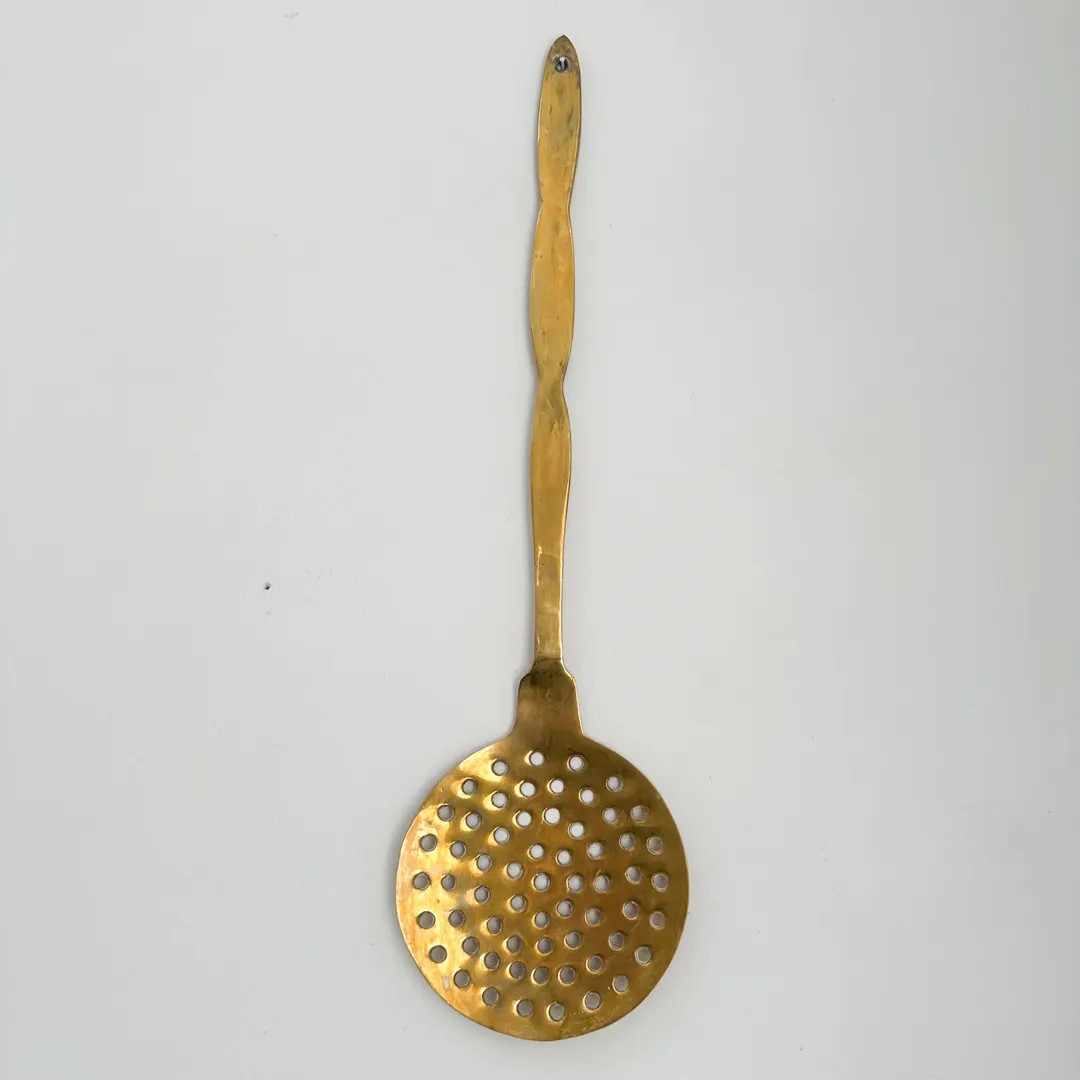 Large 20" Long Vintage Brass Strainer Skimmer, Farmhouse Kitchen Utensil for Wall Decor | Etsy (US)