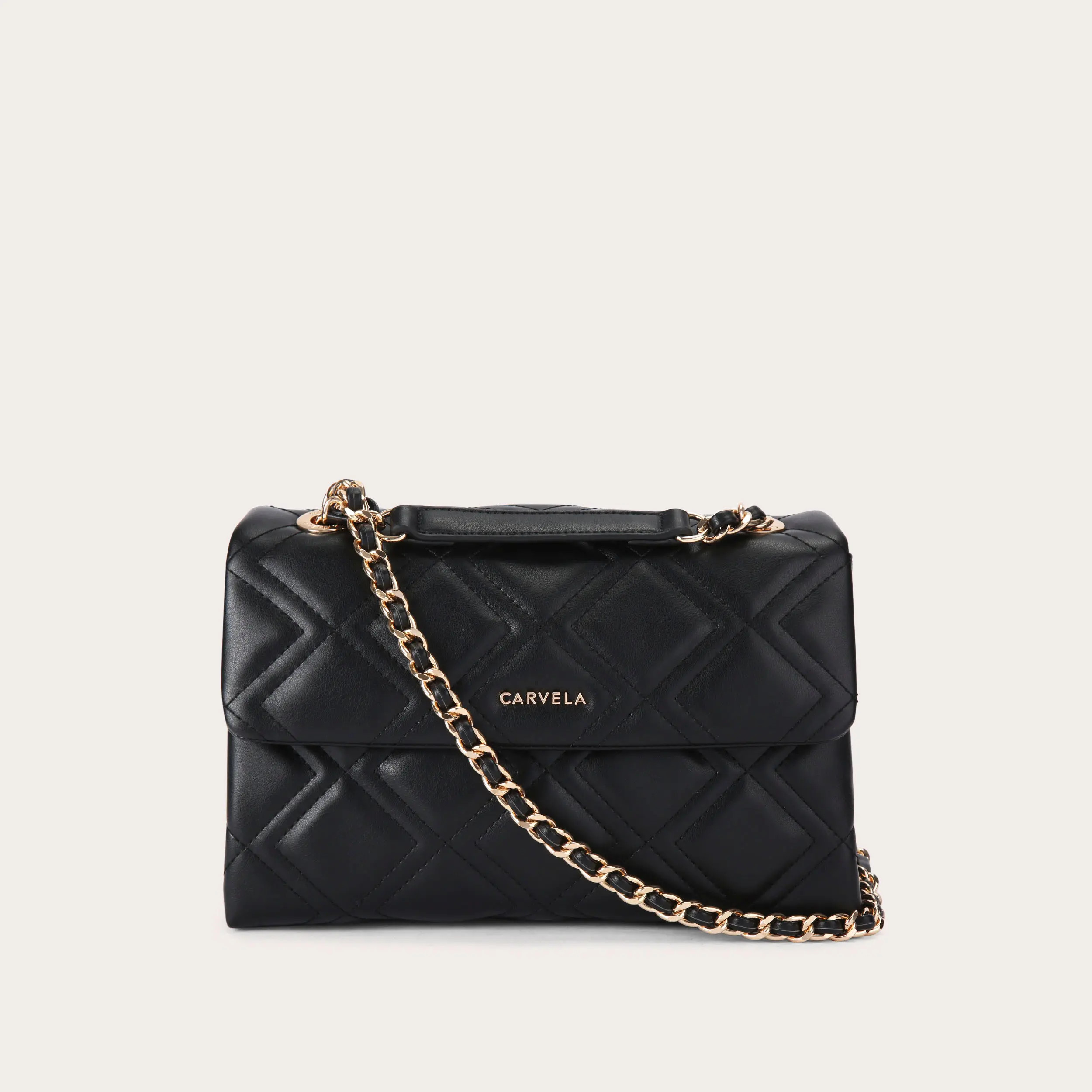 LARGE ROSA CHAIN SHOULDER Black Quilted Shoulder Bag by CARVELA | Carvela UK