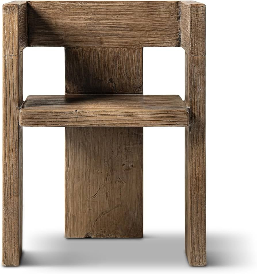 Jennifer Taylor Home Avenel Solid Reclaimed Elm Sculptural Block Accent Chair, Heritage Medium-Da... | Amazon (US)