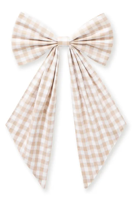 Petite Plume Camel Gingham Cotton Wreath Bow in Beige at Nordstrom | Nordstrom