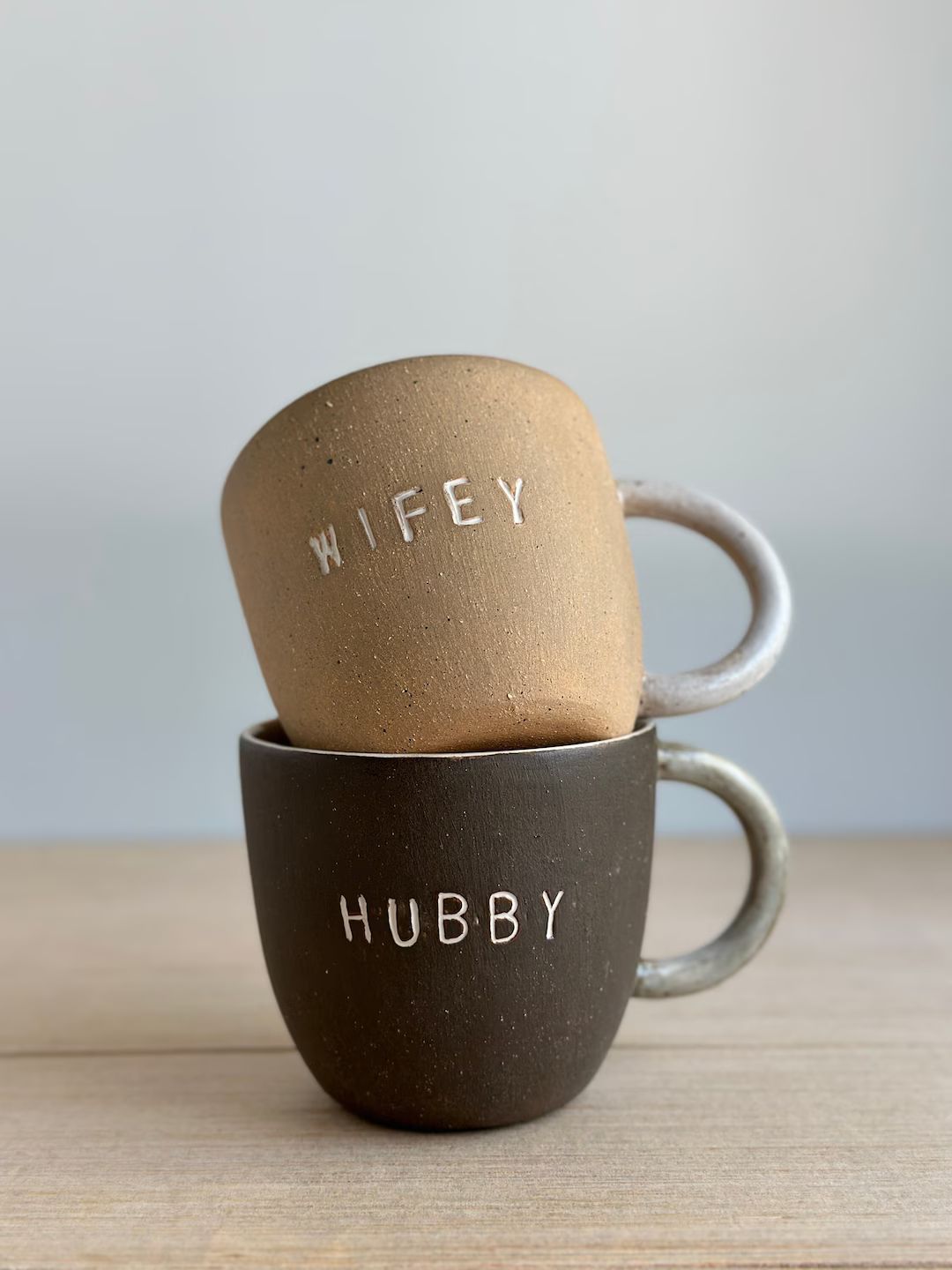 Handmade Hubby and Wife Mugs His and Hers Mugs His and His - Etsy | Etsy (US)