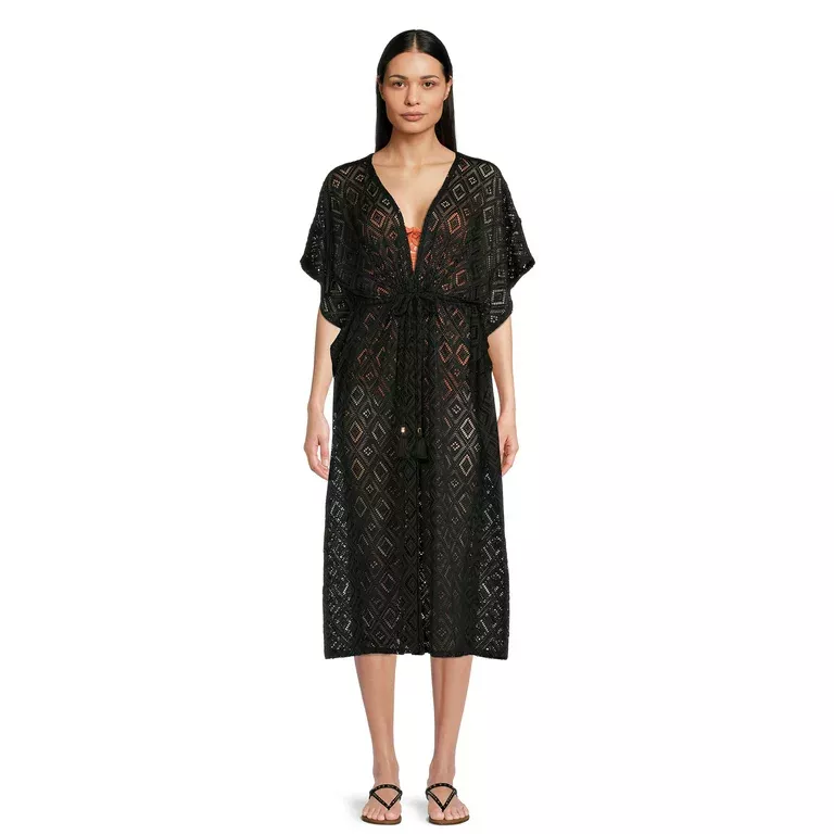 Time and Tru Women's and Women's Plus Lace Crochet Swim Coverup