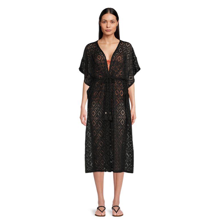 Time and Tru Women's Midi Crochet Caftan Cover Up | Walmart (US)