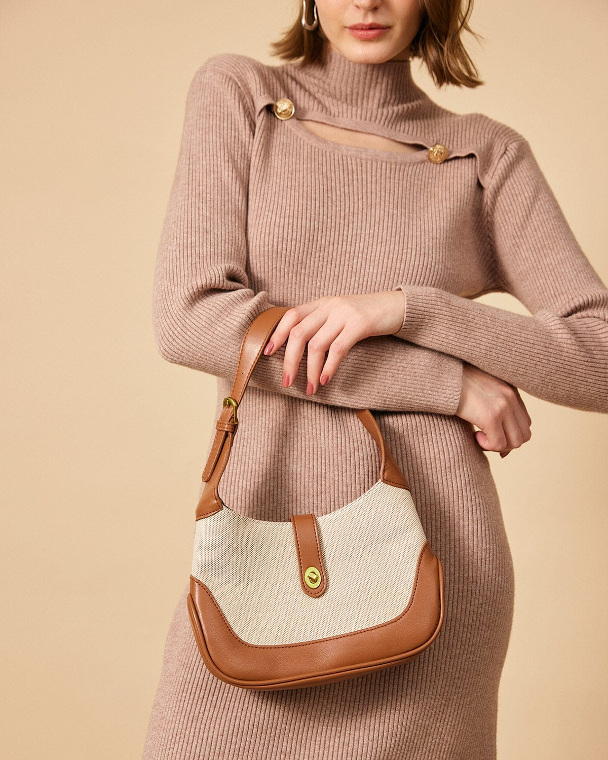 The Color Block Twist Lock Hobo Bag | rihoas.com