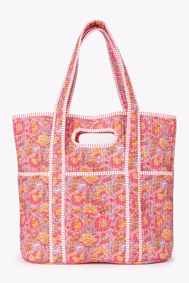 Avery Pink Floral Quilted Tote | Pink Lily