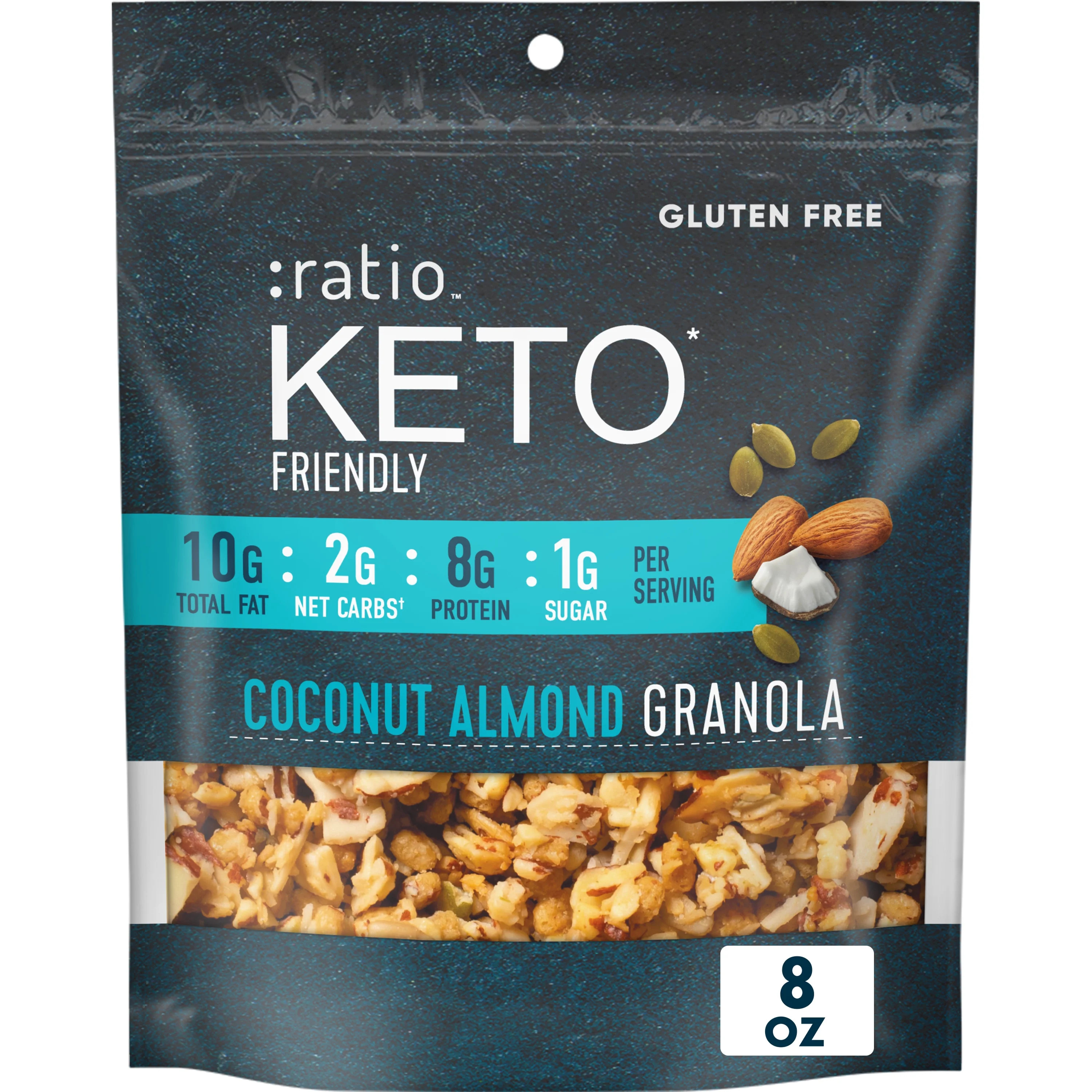 Ratio Trio Coconut Almond Granola Cereal, 1g Sugar, Keto Friendly, 8 oz Resealable Bag | Walmart (US)