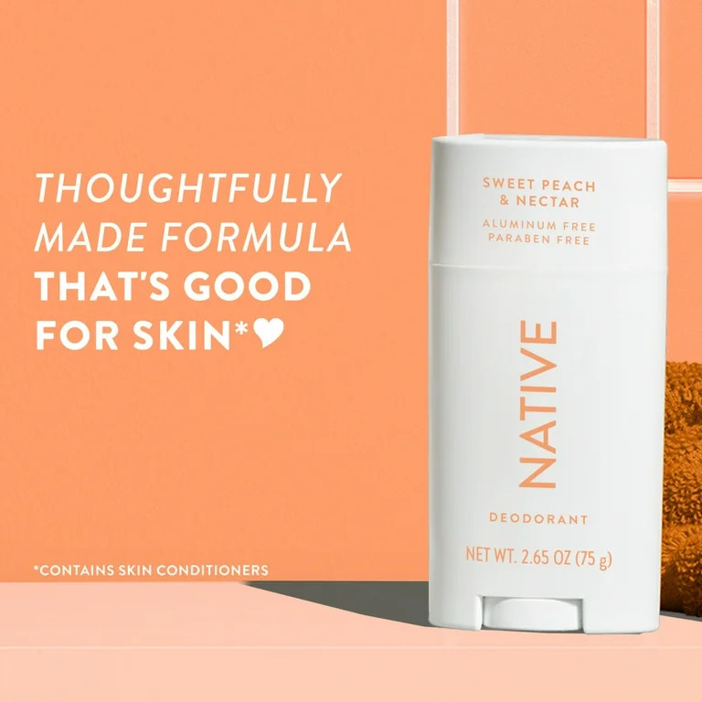 Native Deodorant, Aluminum Free, Sweet Peach & Nectar, for Women and Men, 2.65 oz - Walmart.com | Walmart (US)