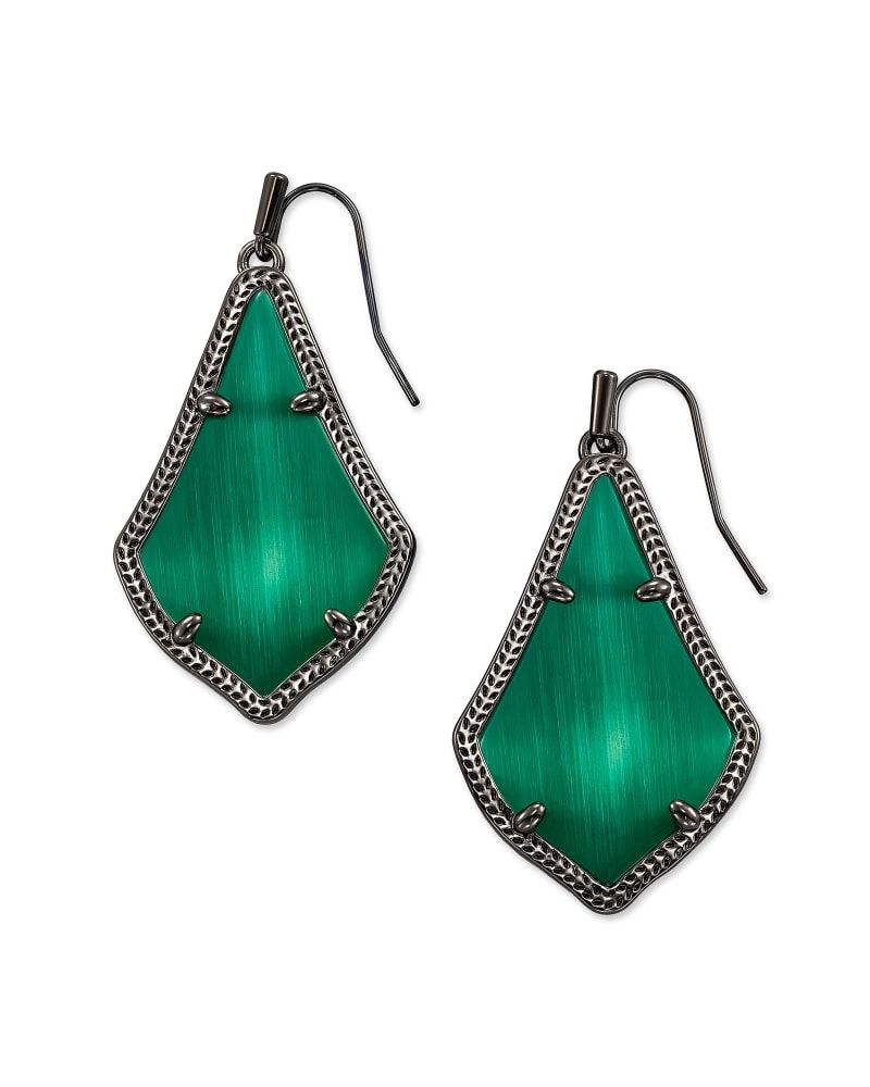 Alex Gunmetal Drop Earrings in Emerald Cat’s Eye | Kendra Scott | Kendra Scott