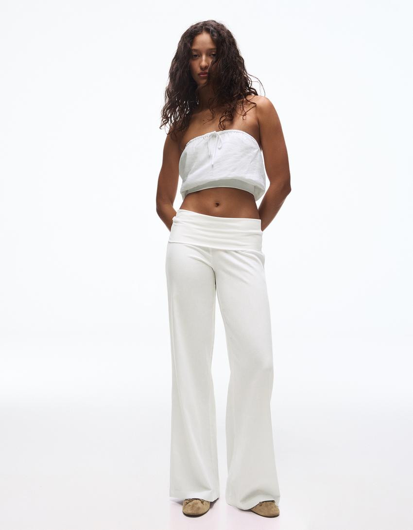 Bandeau top with tie - Women | Bershka UK