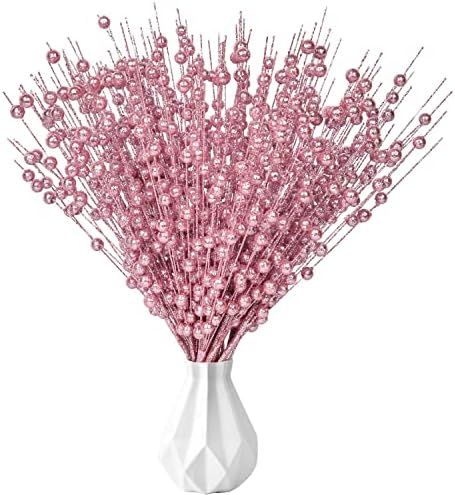 Gomat 12Pack Christmas Glitter Berries Stems, 16 Inch Champagne Artificial Christmas Picks for Ch... | Amazon (US)