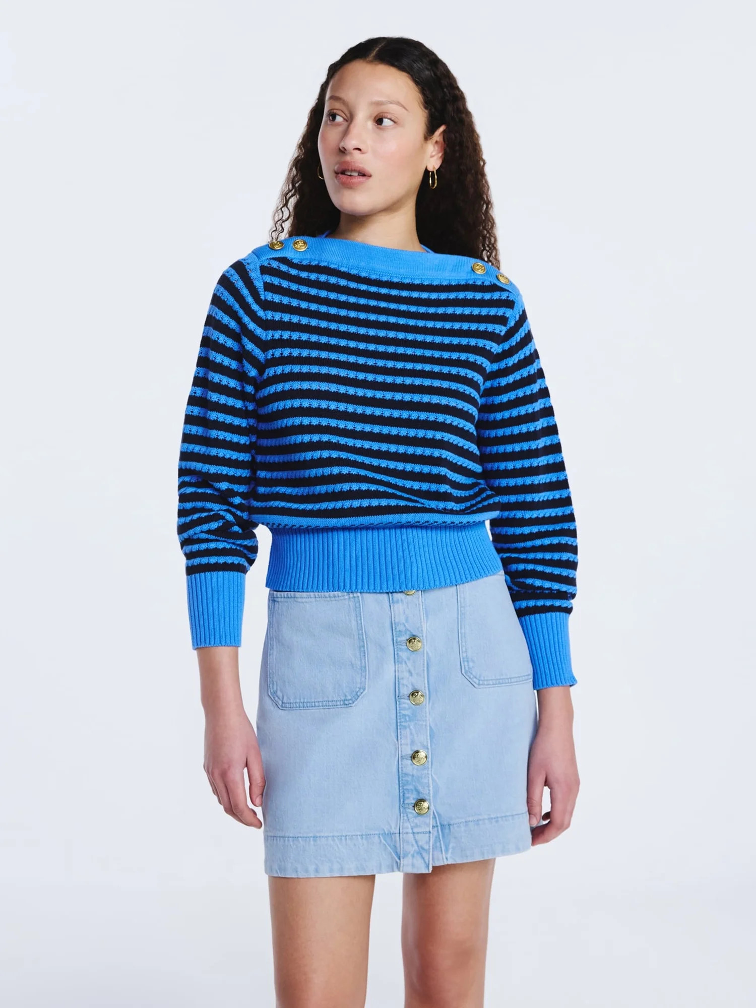 Free Assembly Women's Button Shoulder Sweater with Long Sleeves, Sizes XS-XXL | Walmart (US)