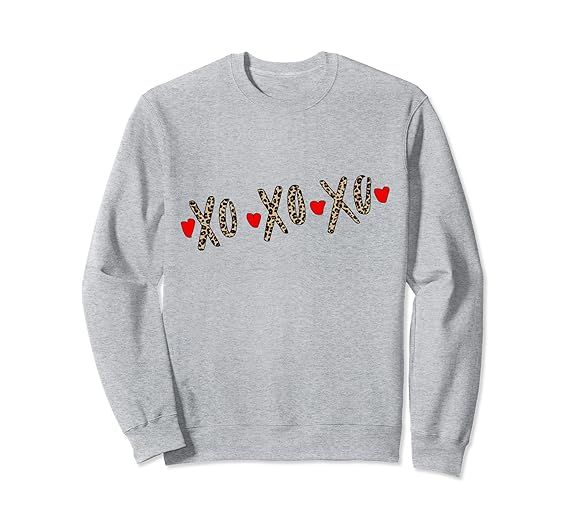 Leopard XOXO Hugs Kisses Hearts Love Valentine Cheetah Sweatshirt | Amazon (US)