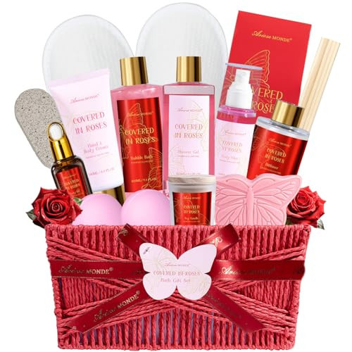 Gifts for Women,15Pcs Rose Amber Bath Relaxing Spa Gift Basket for Her, Mom, Sister, Female Friends, Daughter,Unique Bath Gift Set Idea for Women Who Have Everything, Mothers Day Gifts for Mom | Amazon (US)