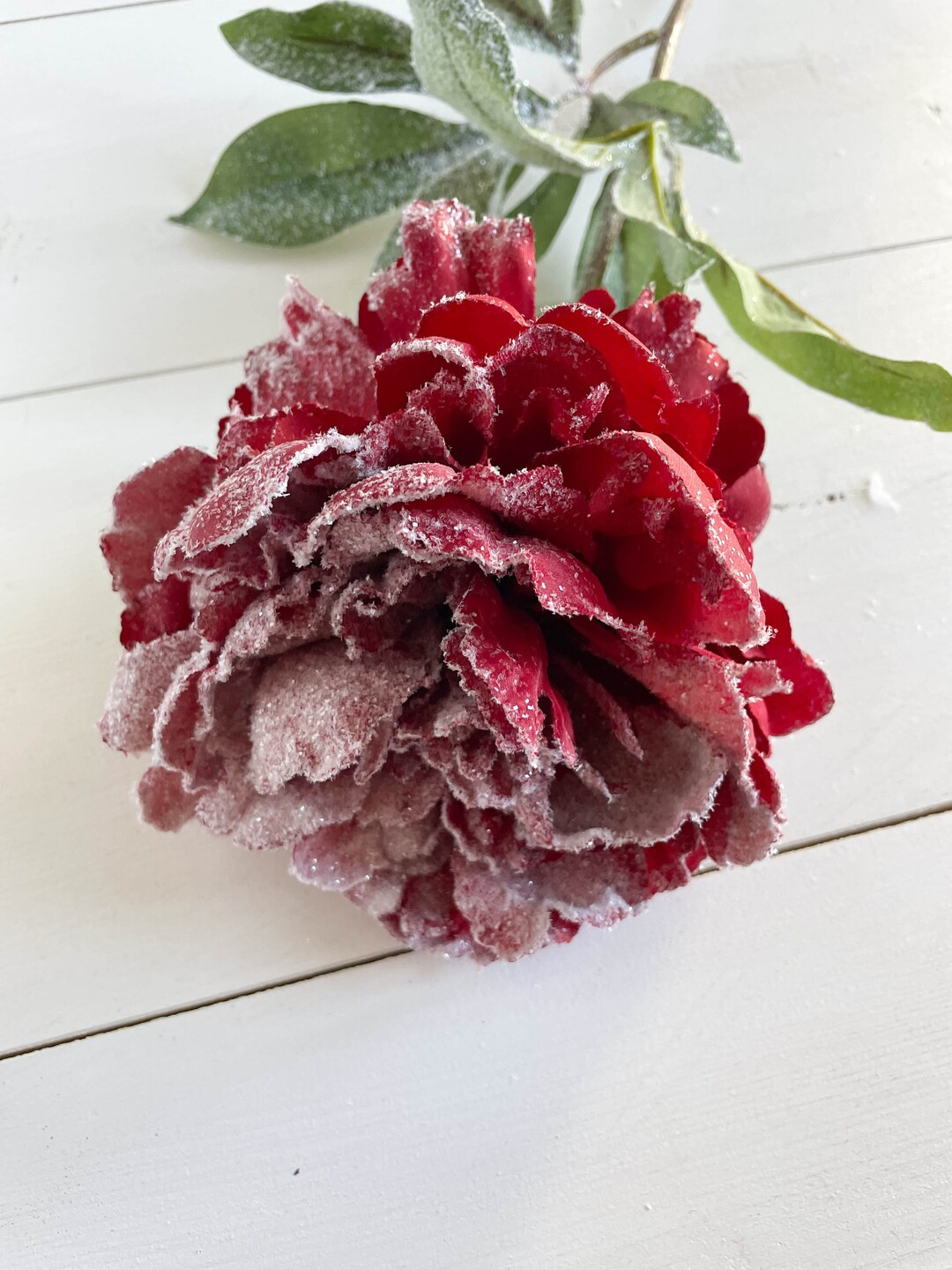 Single Head Red Frosted Peony 1pcs  Holiday Decor  Christmas - Etsy | Etsy (US)
