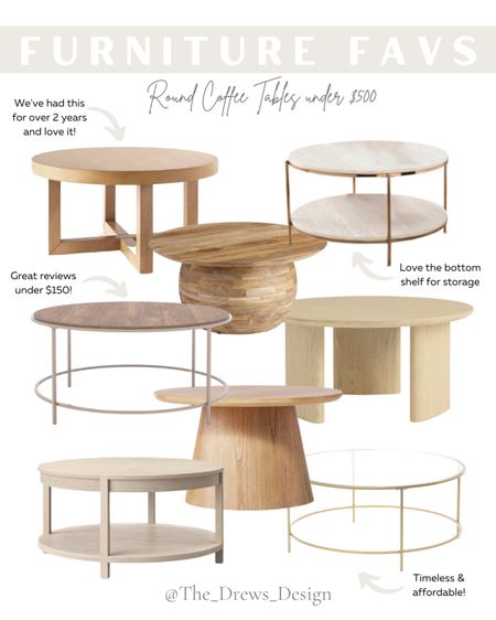 Rounding up my favorite affordable  round coffee tables for under $500 . Living room furniture, design, neutral home, coffee table with storage, washed wood coffee, light wood, white oak, glass and brass coffee table, world market, target, Walmart 

#LTKhome #LTKstyletip #LTKFind