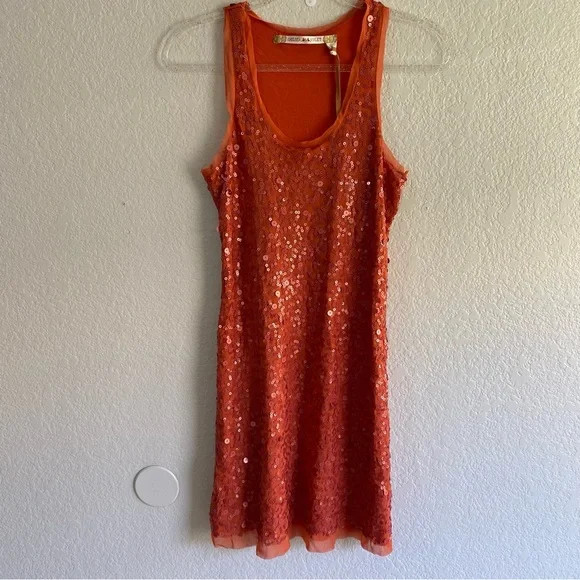 Chelsea and Violet Orange Sequin Mini Dress | Poshmark