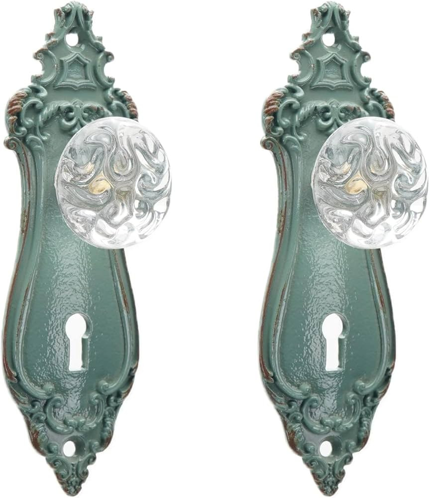 SOFFEE DESIGN 2pcs Vintage Cabinet Dresser Drawer Pulls, Distressed Closet Handles with Clear Cry... | Amazon (US)