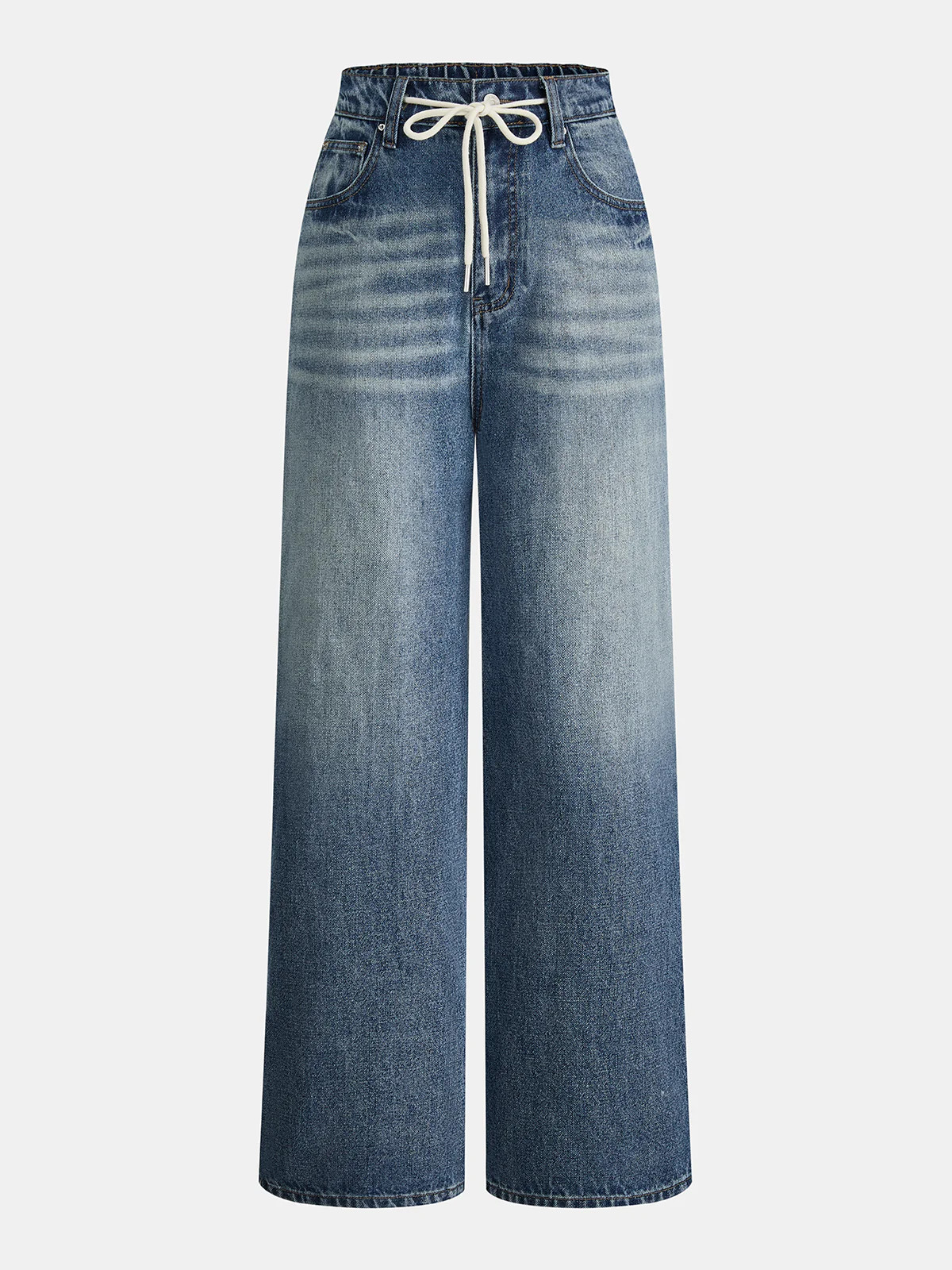 Drawstring Straight-Leg Denim Pants | Commense
