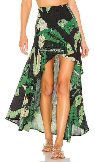 Rachel Skirt in Black Palm | Revolve Clothing (Global)