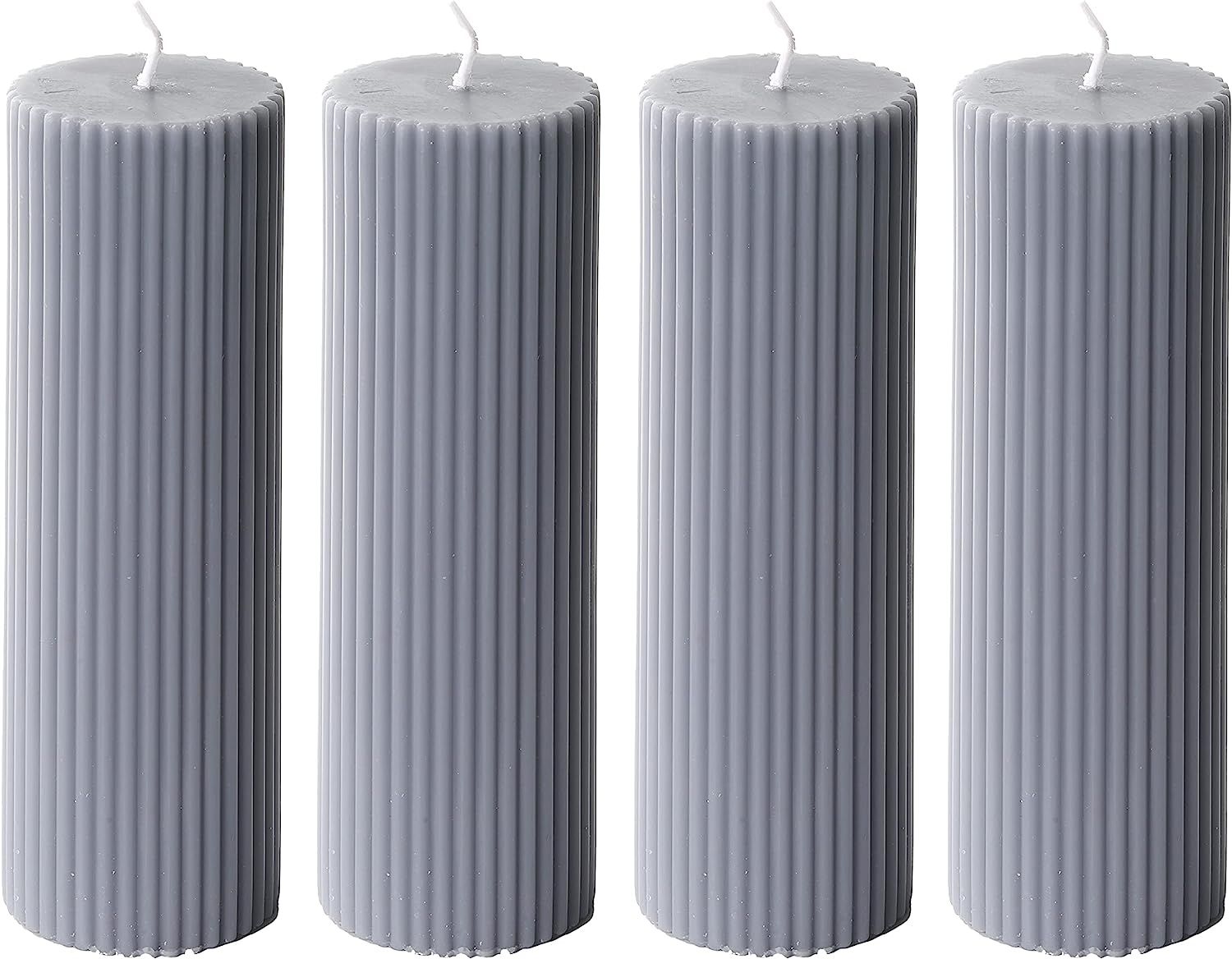 Pillar Candles 2x6'' Fluted Ribbed Column Modern Home Décor Soy Wax Handmade Citrus Bergamot Sce... | Amazon (US)