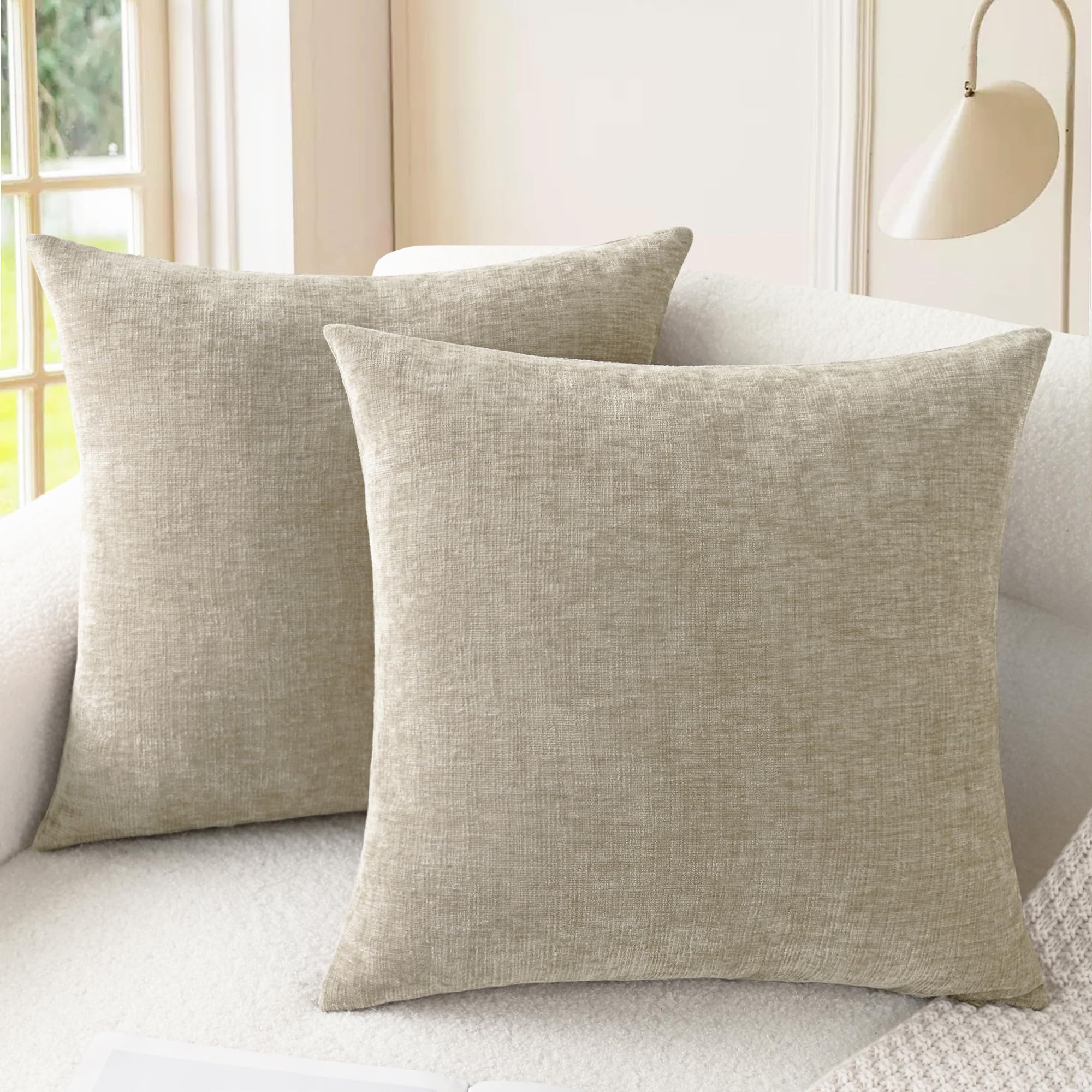 CaliTime Throw Pillow Covers Decorative 26 X 26 Inches Pack of 2 Cozy Chenille Cushion Cases for ... | Amazon (US)