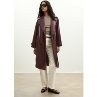 Stradivarius Long faux leather trench coat Burgundy M | Stradivarius (UK)