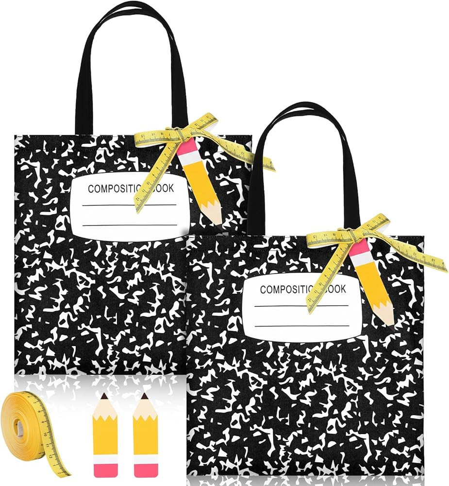 Paterr 2 Set Teacher Appreciation Gifts Bags Canvas Tote with Pencil Cards Measure Ribbon Graduat... | Amazon (US)