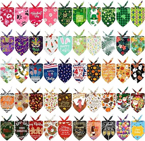 50 Pieces Holidays Dog Bandanas Patriotic Halloween Thanksgiving Christmas New Year Birthday Summ... | Amazon (US)