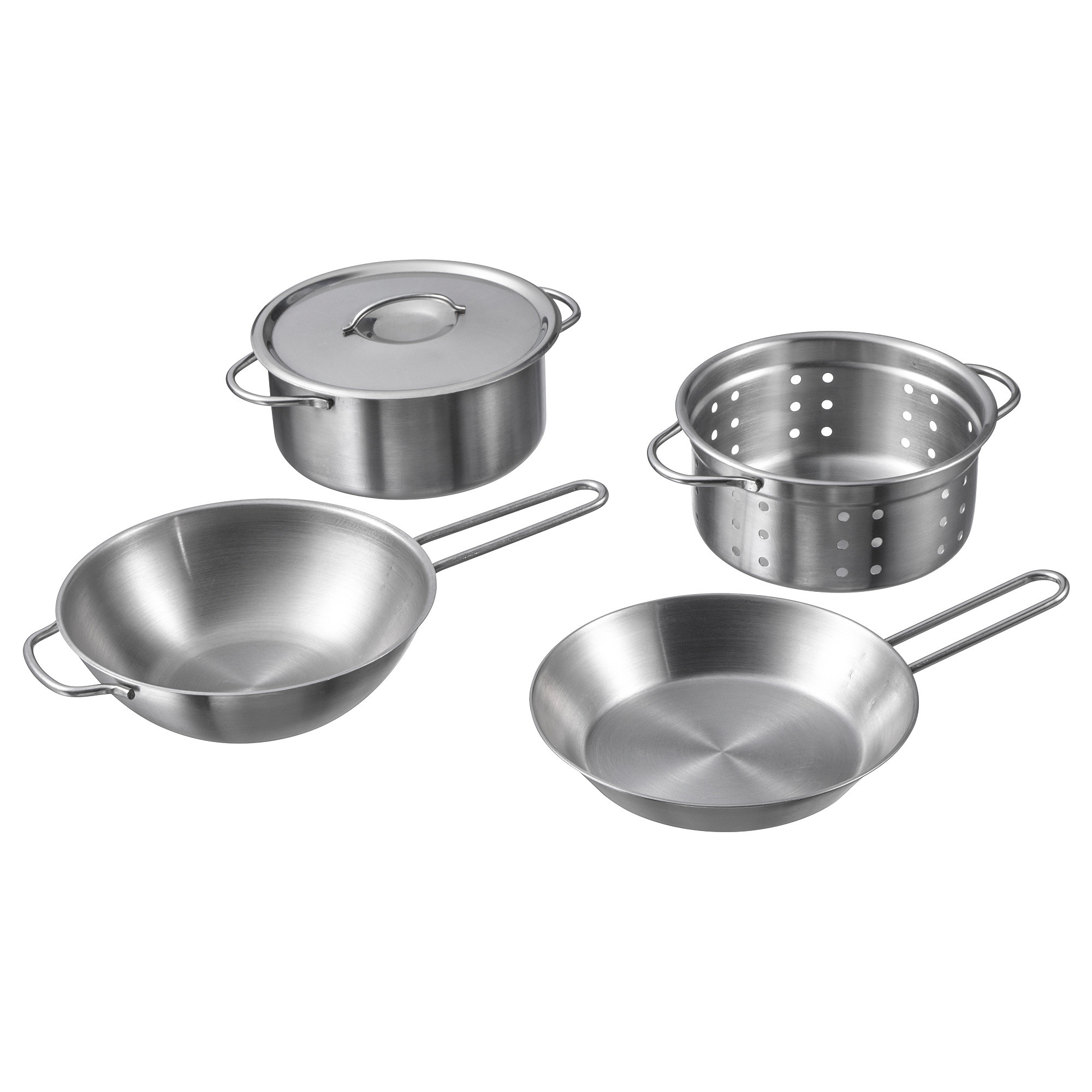 DUKTIG 5-piece toy cookware set, stainless steel | IKEA US