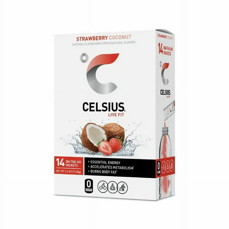 CELSIUS on-the-go Essential Energy Drink Mix, Strawberry Coconut (14 Stick Pack) | Walmart (US)