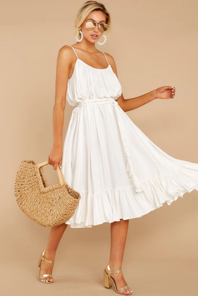 Whereabouts Unknown White Midi Dress | Red Dress 