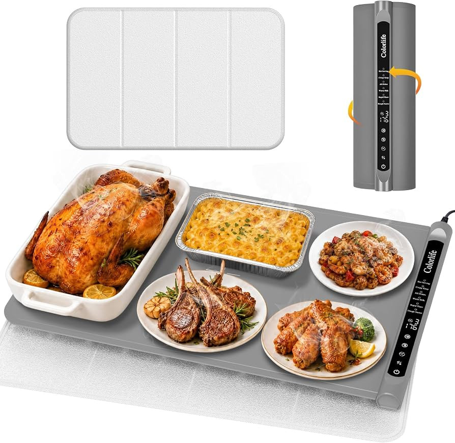 Warming Mat for Food, Electric Warming Tray with Heat-Resistant Pad-L Grey | Amazon (US)