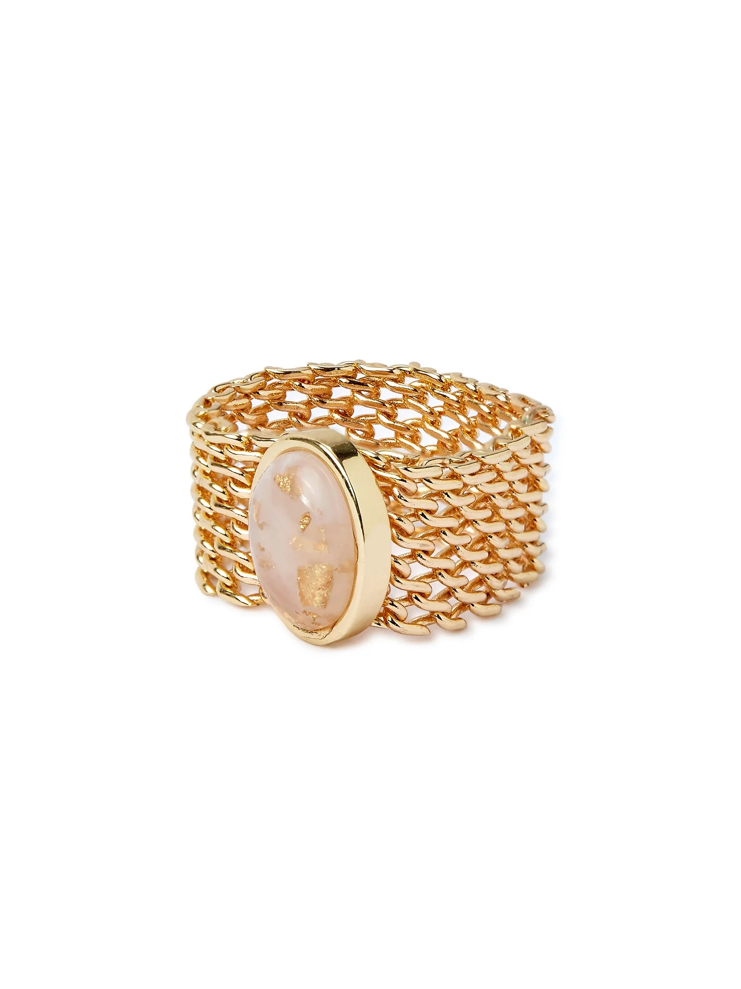 Scoop Women’s 14K Gold Flash-Plated Mesh Ring with Epoxy Stone | Walmart (US)