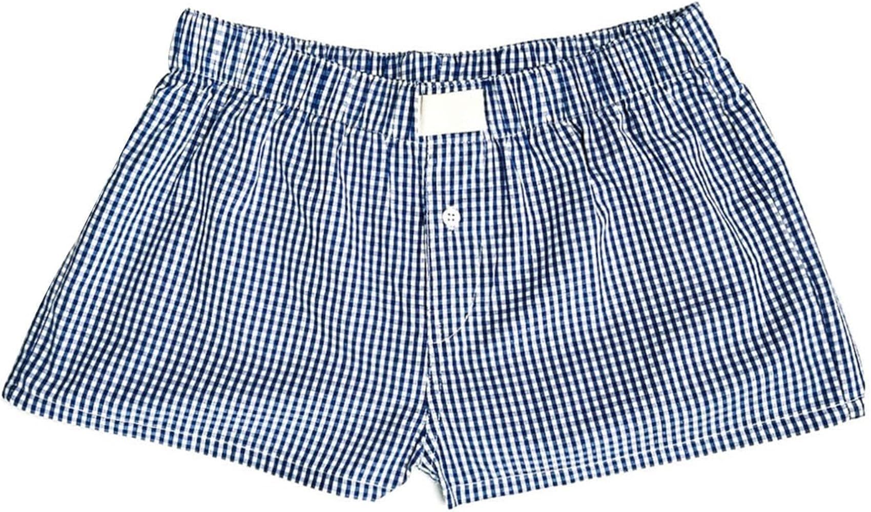 Women's Summer Shorts Cute Elastic Soft Low Waist Plaid Print Button Boxer Pajama Bottoms Y2K Cas... | Amazon (US)
