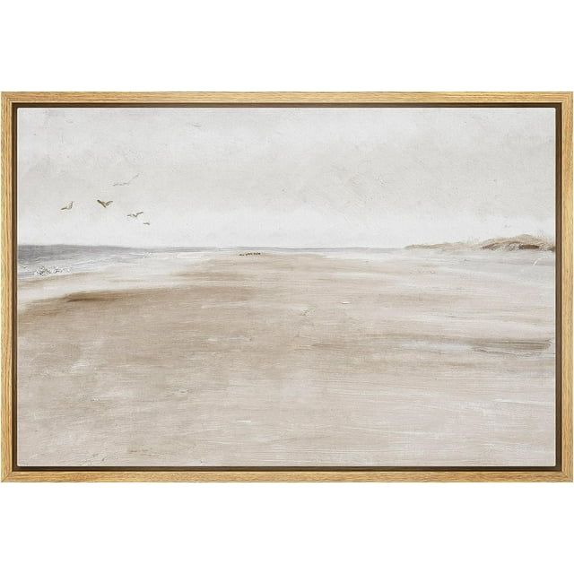 PixonSign Framed Canvas Print Wall Art Sandy Beach Coastal Landscape Nature Wilderness Illustrati... | Walmart (US)