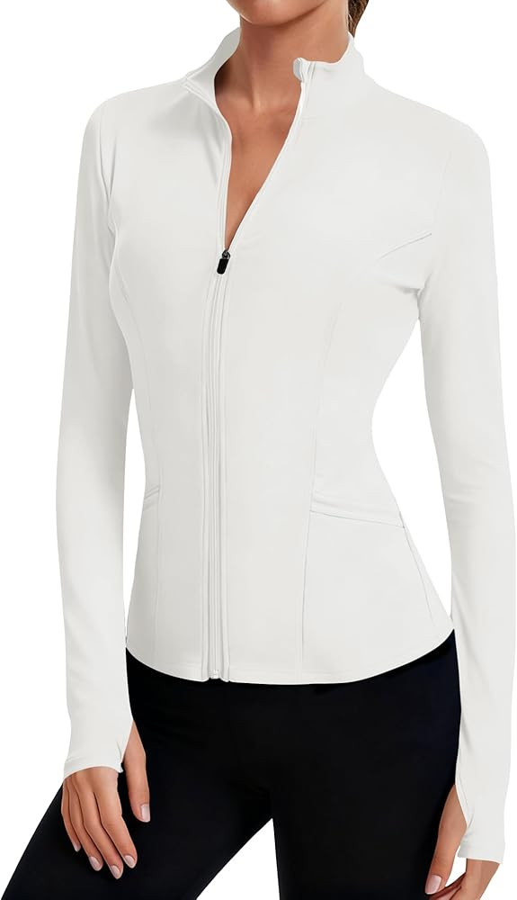 LOMON Women's Athletic Jackets Cropped Long Sleeve Workout Tops Yoga Zip Up Jackets Gym Tops Golf... | Amazon (US)